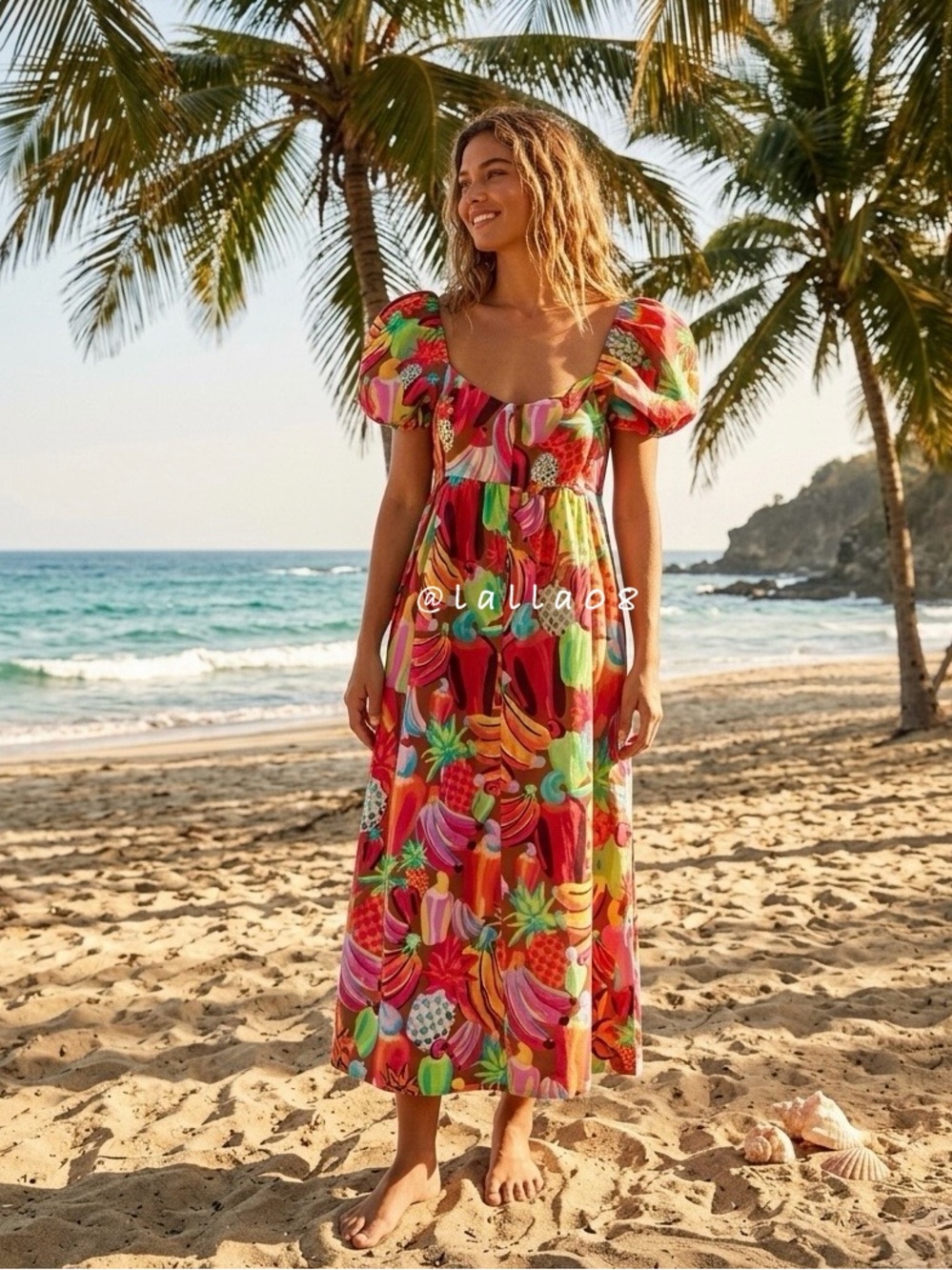 Farm Rio Multicolored Fruit Salad Maxi Dress